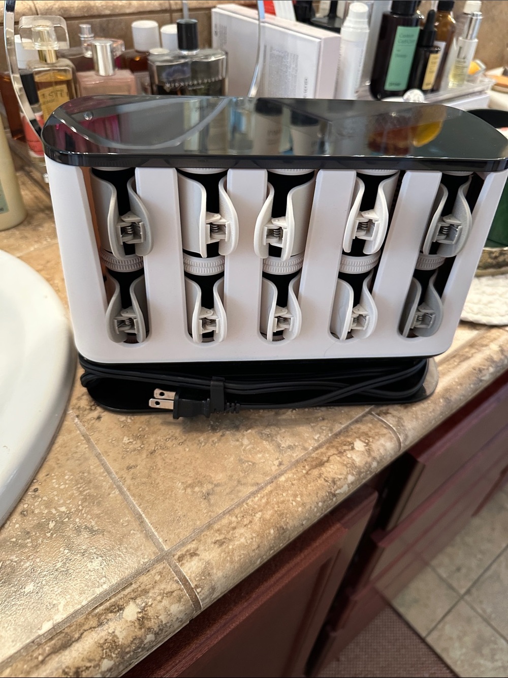Remington White and Black Electric Hot Roller Set Organizer